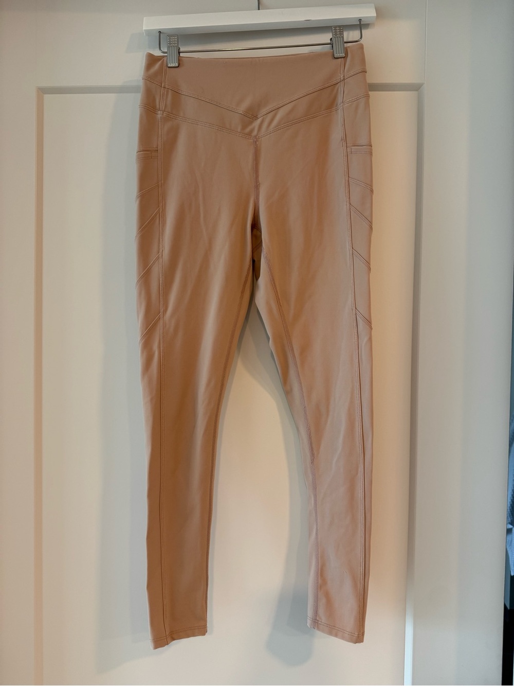 Free People High-Waist Faux Leather Leggings in Light Beige